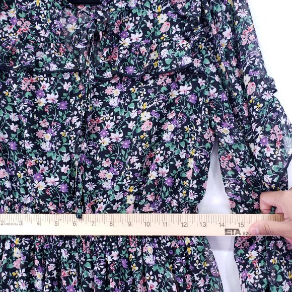 Vici Mini Dress Size S Multicolor Floral Long Sleeve Boho Festival Ruffle - Picture 6 of 16